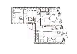 1-к квартира, вторичка, 36м2, 19/24 этаж