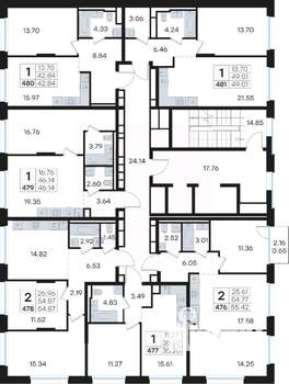 2-к квартира, вторичка, 55м2, 3/13 этаж