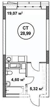 Студия квартира, строящийся дом, 29м2, 6/22 этаж