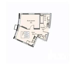 1-к квартира, вторичка, 38м2, 21/25 этаж