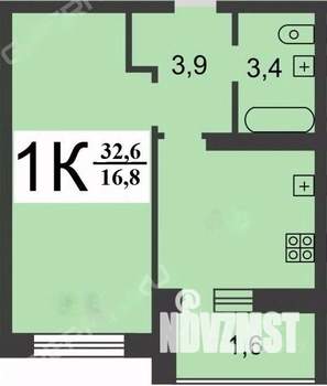 1-к квартира, вторичка, 33м2, 9/15 этаж