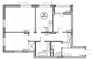 3-к квартира, вторичка, 91м2, 7/14 этаж