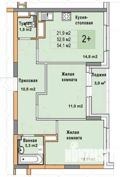2-к квартира, вторичка, 54м2, 18/25 этаж