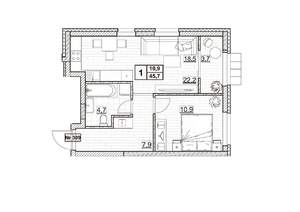 1-к квартира, вторичка, 46м2, 14/24 этаж