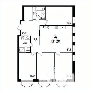 4-к квартира, вторичка, 131м2, 6/9 этаж