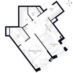 2-к квартира, вторичка, 52м2, 5/20 этаж