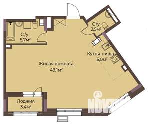 1-к квартира, вторичка, 64м2, 9/12 этаж