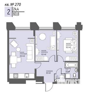 2-к квартира, вторичка, 61м2, 4/20 этаж