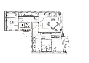 1-к квартира, вторичка, 36м2, 2/24 этаж