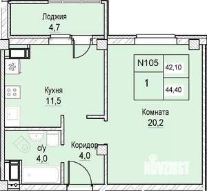 1-к квартира, вторичка, 42м2, 4/12 этаж
