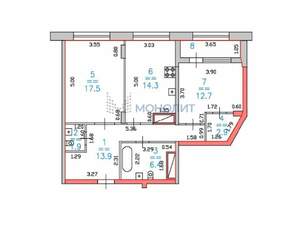 2-к квартира, вторичка, 78м2, 15/22 этаж