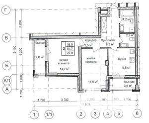 2-к квартира, вторичка, 63м2, 9/25 этаж