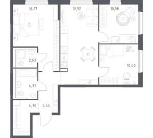 3-к квартира, вторичка, 74м2, 14/21 этаж