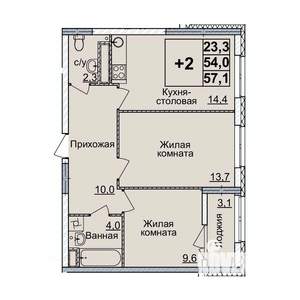 2-к квартира, вторичка, 56м2, 16/20 этаж