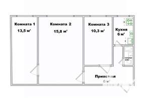 3-к квартира, вторичка, 54м2, 2/4 этаж