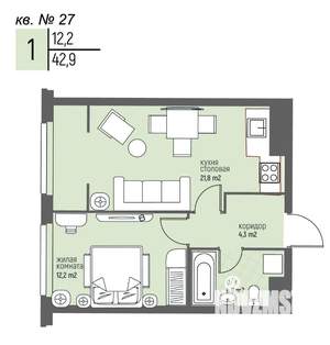 1-к квартира, вторичка, 43м2, 3/25 этаж