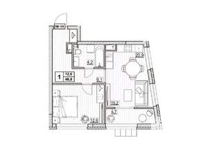 1-к квартира, вторичка, 47м2, 3/24 этаж