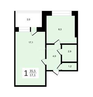 1-к квартира, вторичка, 36м2, 6/10 этаж
