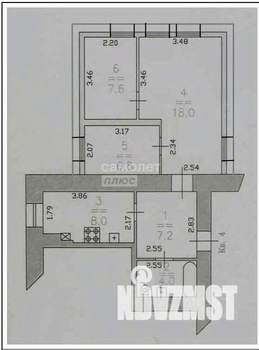 3-к квартира, вторичка, 51м2, 2/2 этаж