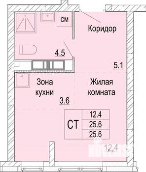 Студия квартира, вторичка, 26м2, 2/25 этаж