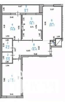 3-к квартира, строящийся дом, 108м2, 3/25 этаж