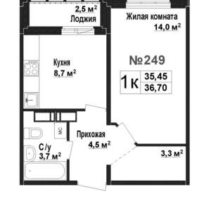 1-к квартира, вторичка, 35м2, 4/17 этаж