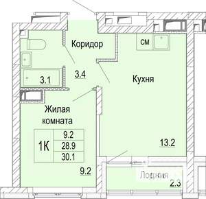1-к квартира, вторичка, 30м2, 8/25 этаж
