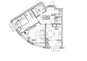 2-к квартира, вторичка, 58м2, 12/24 этаж