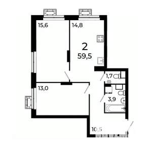 2-к квартира, вторичка, 59м2, 14/19 этаж