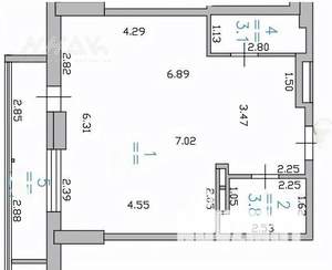 1-к квартира, сданный дом, 50м2, 18/19 этаж