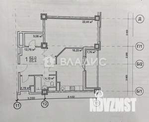 1-к квартира, вторичка, 65м2, 2/12 этаж