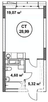 Студия квартира, вторичка, 29м2, 14/22 этаж