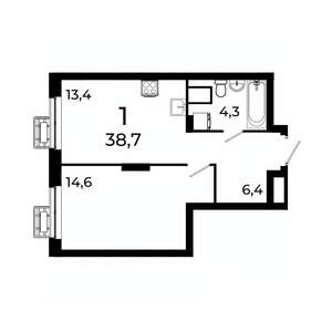 1-к квартира, вторичка, 39м2, 10/19 этаж