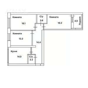 3-к квартира, вторичка, 82м2, 5/10 этаж