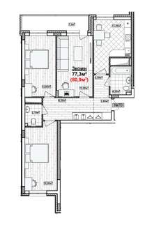 3-к квартира, вторичка, 81м2, 15/19 этаж