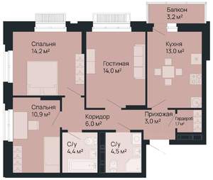 3-к квартира, вторичка, 73м2, 7/9 этаж