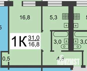 1-к квартира, вторичка, 31м2, 1/5 этаж