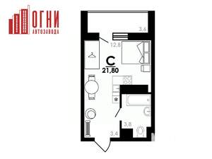 Студия квартира, вторичка, 22м2, 15/25 этаж