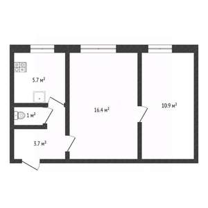 2-к квартира, вторичка, 38м2, 1/2 этаж