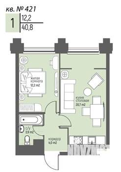 1-к квартира, вторичка, 41м2, 20/20 этаж