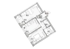 2-к квартира, вторичка, 61м2, 8/24 этаж