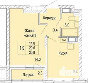 1-к квартира, вторичка, 31м2, 18/25 этаж