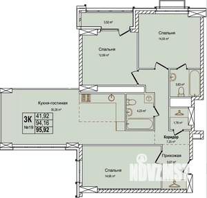 3-к квартира, вторичка, 96м2, 8/16 этаж
