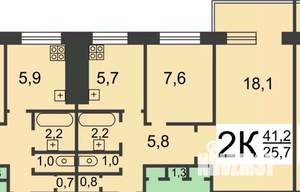 2-к квартира, вторичка, 41м2, 7/9 этаж