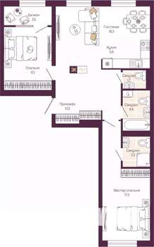 2-к квартира, вторичка, 78м2, 11/11 этаж