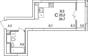 Студия квартира, вторичка, 25м2, 25/25 этаж