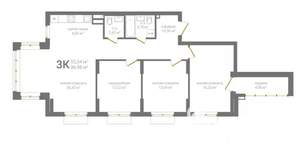 3-к квартира, строящийся дом, 97м2, 2/19 этаж