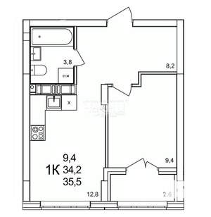 1-к квартира, вторичка, 36м2, 19/19 этаж