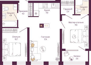 2-к квартира, вторичка, 60м2, 9/19 этаж