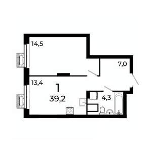 1-к квартира, вторичка, 39м2, 17/19 этаж